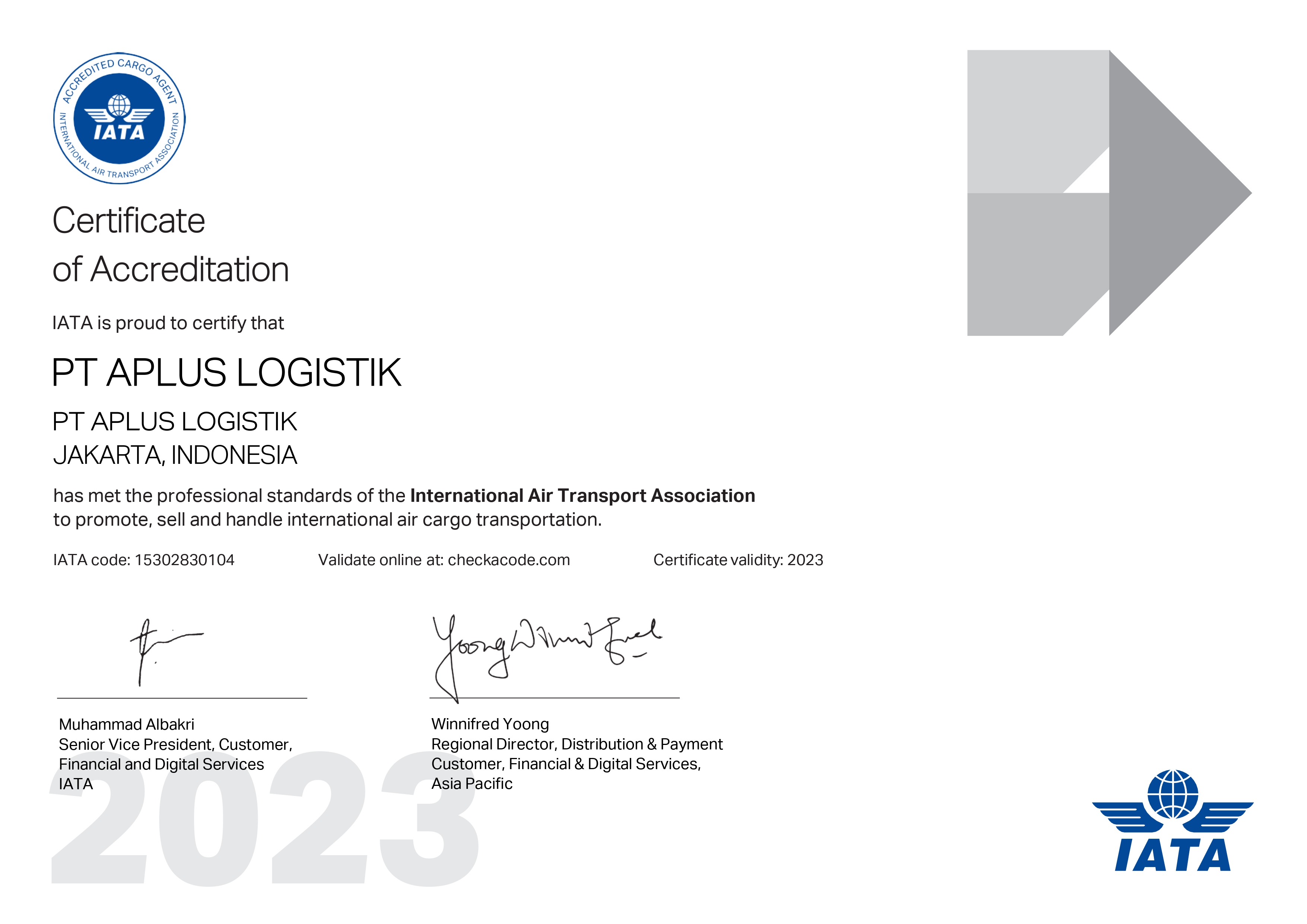 IATA CERTIFICATE